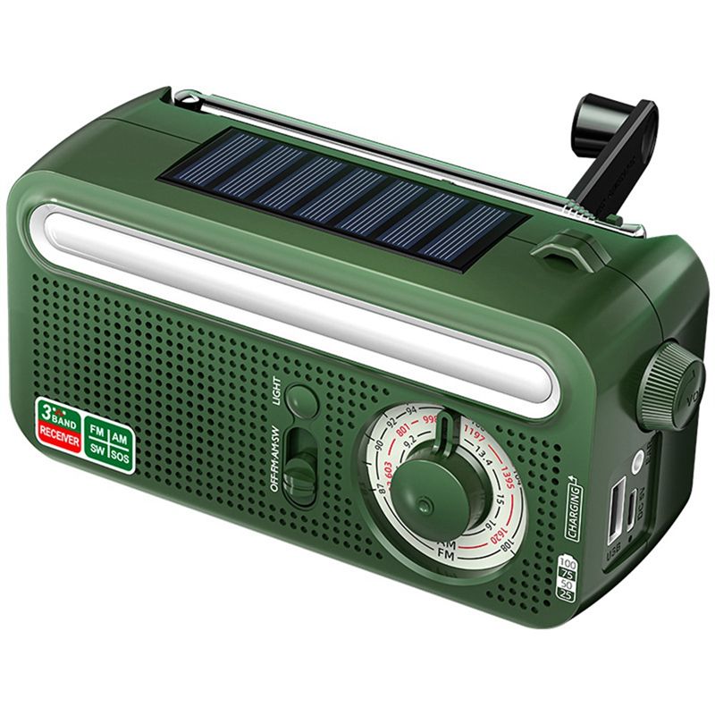 Outdoor Power Deals - Top-Angebote: Solarpanel-Handkurbel-Wetterradio, Outdoor-Taschenlampe, Notfallradio, Powerbank, AM/FM