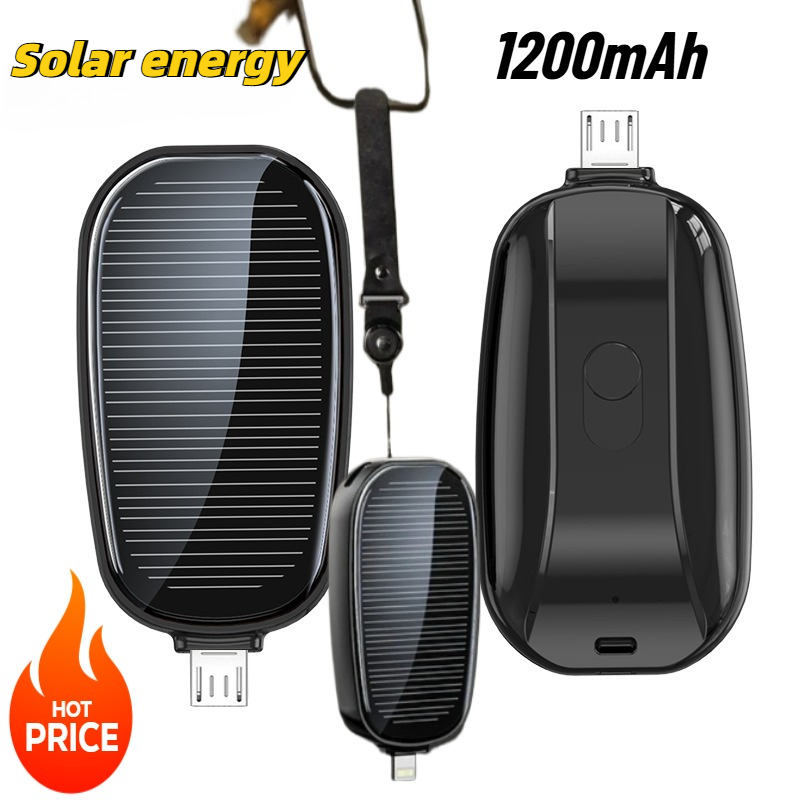 Outdoor Usb Power Adapter - 1200mAh Solar Mini Powerbank Schlüsselanhänger Tragbares